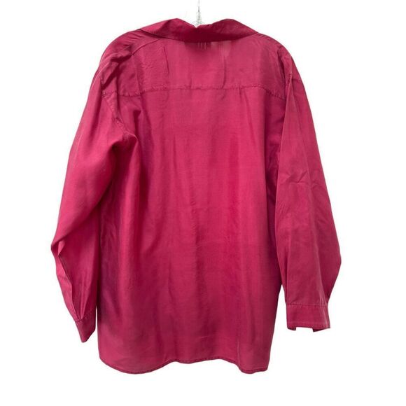 SCNY women’s vintage hot pink 100% silk long sleeve button up blouse M-L - Picture 3 of 5